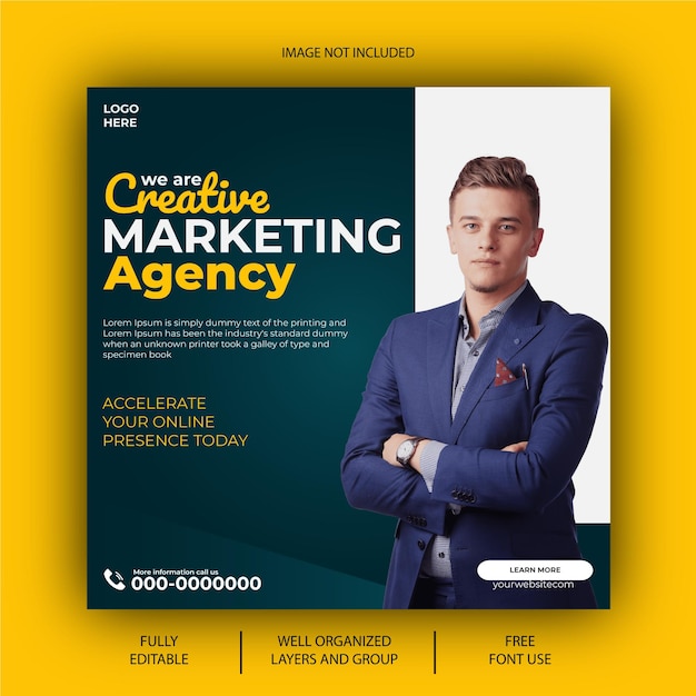 Kostenloses Webinar für digitales Marketing mit EPS-Vektor und Corporate Social Media-Beitragsvorlage