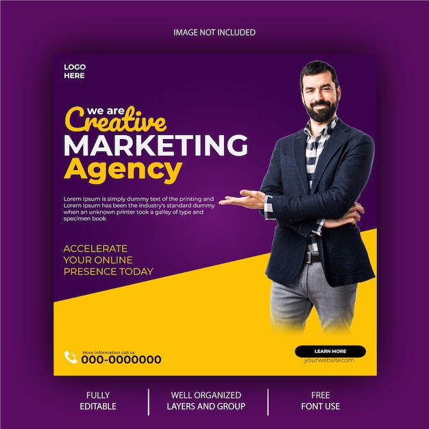 Kostenloses Webinar für digitales Marketing mit EPS-Vektor und Corporate Social Media-Beitragsvorlage