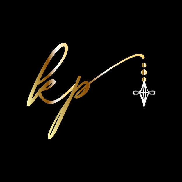 KP anfänglicher Hochzeitslogo-Handschrift-Schmuck-Logo-Vorlagenvektor