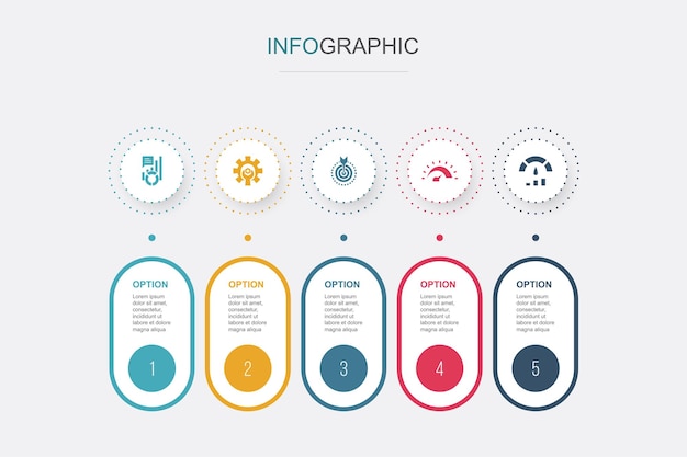 Vektor kpi-optimierung objektive messleistung infografik-designvorlage kreatives konzept mit 5 schritten