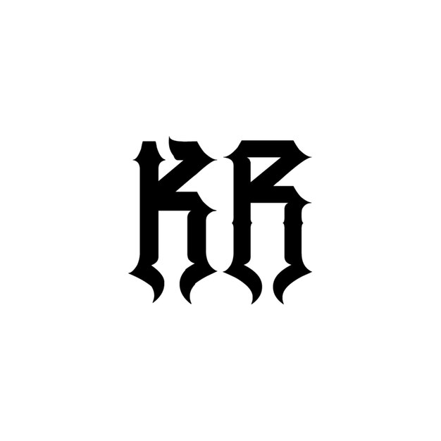 KR-Monogramm-Logo-Design, Buchstabe, Text, Name, Symbol, einfarbig, Logo, Alphabet, Zeichen, einfaches Logo