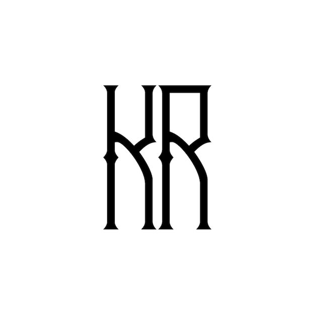 KR-Monogramm-Logo-Design, Buchstabe, Text, Name, Symbol, einfarbig, Logo, Alphabet, Zeichen, einfaches Logo