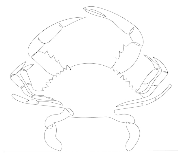 Krabbe, durchgehende strichzeichnung isoliert, vektor