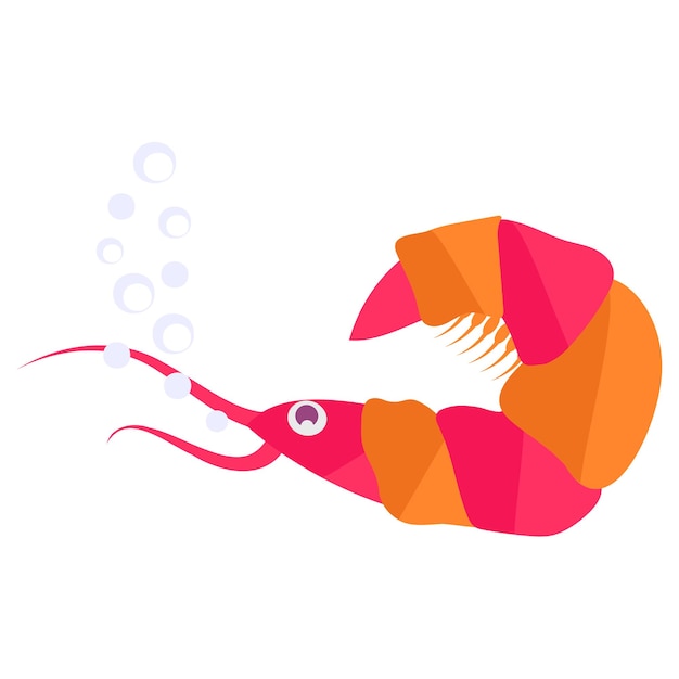 Krabbenschwimmen in der Tiefsee Konzept Garnelen Meeresfrüchte Vektor Farbe Icon Design Symbol für Tiefseekreaturen