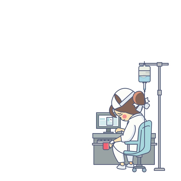 Vektor kranke krankenschwester hardwork-überlastungs-vektor-illustration