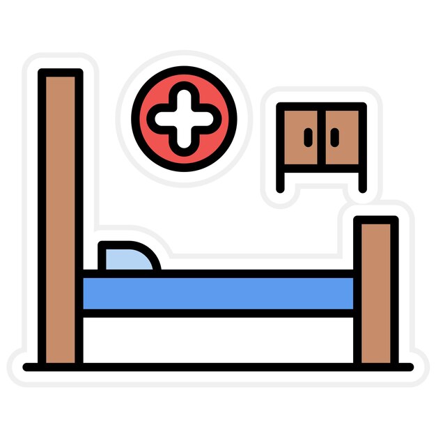Vektor krankenhaus-bett-ikonen-vektor-bild kann für die medizin verwendet werden