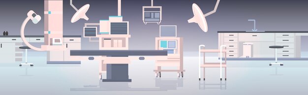 Vektor krankenhaus operationstisch und medizinische geräte