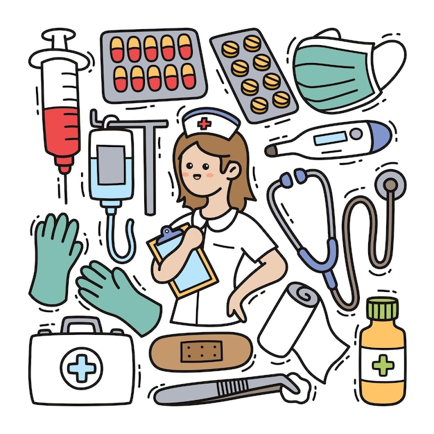 Krankenschwester-Doodle-Illustration