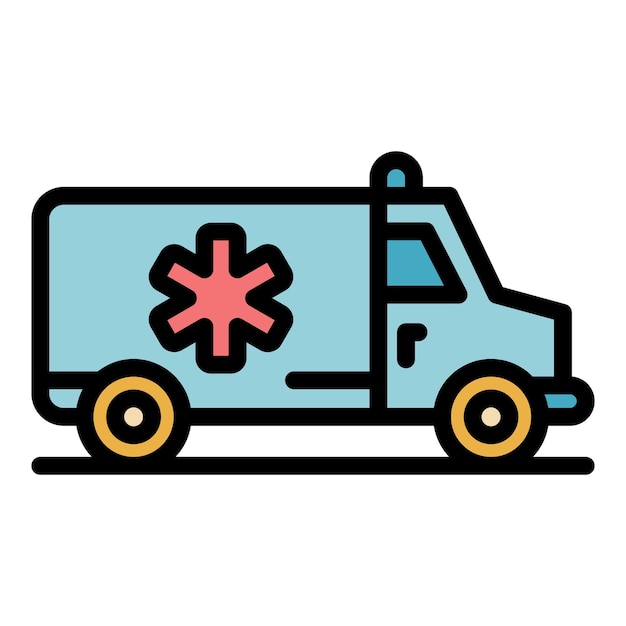 Vektor krankenwagen-symbol umriss krankenwagen-vektor-symbon farbe flach isoliert