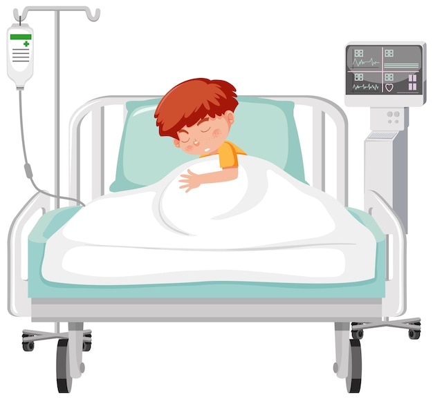 Krankes Kind, das im Krankenhausbett ruht