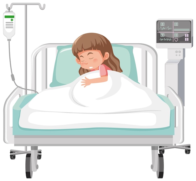 Krankes Kind, das im Krankenhausbett ruht