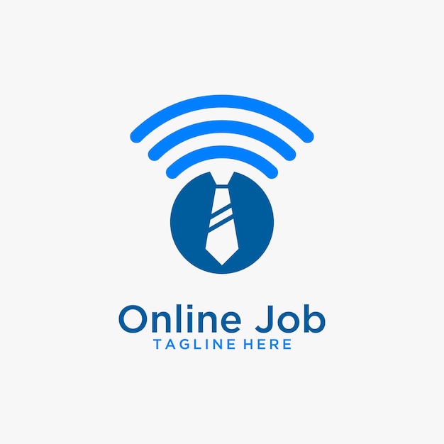 Krawatte und wlan-signal für online-job-logo-design