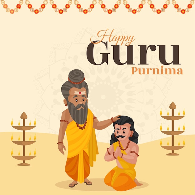 Kreative bannerillustration der glücklichen guru purnima-vorlage