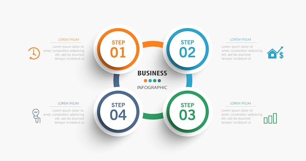 Kreative Business-Infographik-Vorlage mit 4 Optionen oder Schritten
