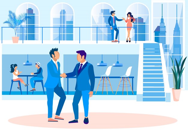 Kreative Coworking-Büro-Karikatur