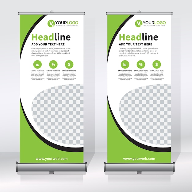 Kreative Designvorlage für Roll-up-Banner