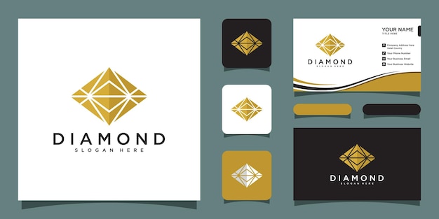 Kreative diamant-konzept-logo-design-vorlage mit visitenkartendesign premium-vektor