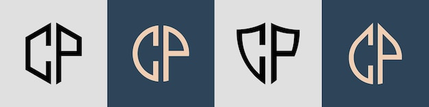 Kreative einfache Anfangsbuchstaben CP Logo Designs Bundle
