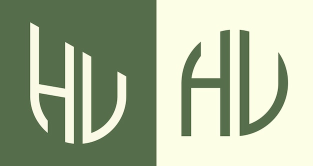 Kreative einfache Anfangsbuchstaben HU Logo Designs Bundle