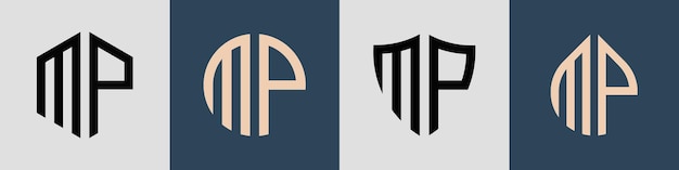 Kreative einfache Anfangsbuchstaben MP Logo Designs Bundle