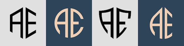 Kreative einfache initial letters ae logo designs bundle