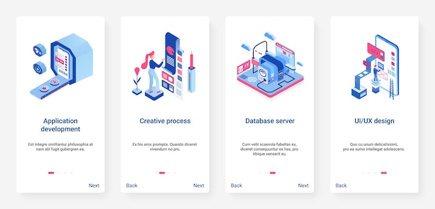 Kreative Entwicklung von Anwendungen UX UI Onboarding Mobile App