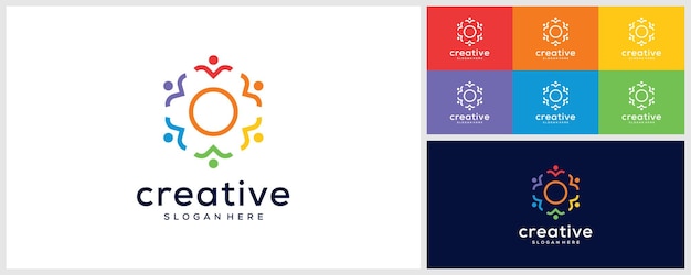 Kreative farbenfrohe logo-design-vorlage für soziale gruppen