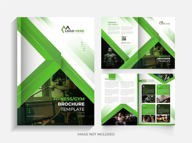 Vektor kreative fitness bifold broschüre design-vorlage