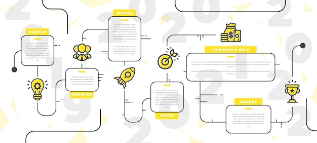 Vektor kreative gelbe infografik mit schwarzer umrissfarbe