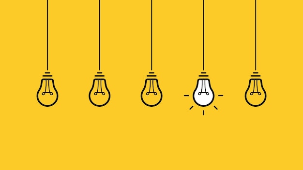 Kreative idee set von oben hängenden glühbirnen glühbirne mit kabel und blitz vektor-illustration