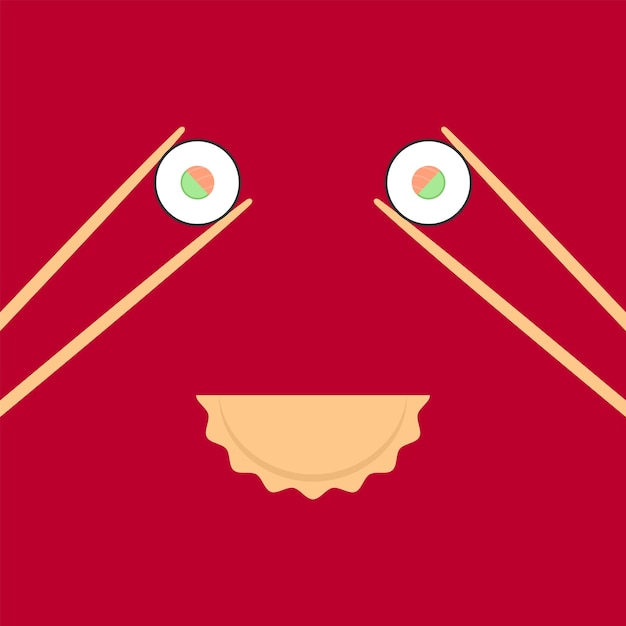 Vektor kreative illustration mit gesicht aus sushi und gyoza cooles banner mit jiaozi