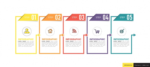 Kreative infografik 5 schritte vorlage