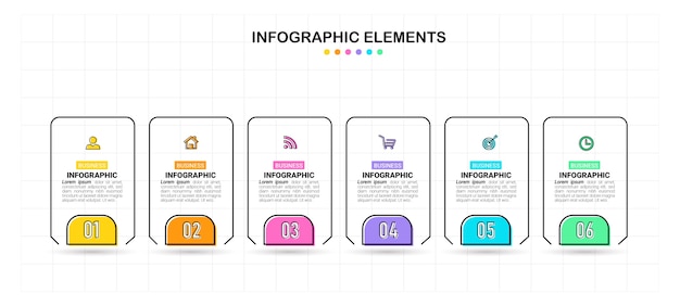 Kreative infografik vorlage in sechs schritten