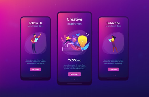 Kreative inspiration app interface-vorlage