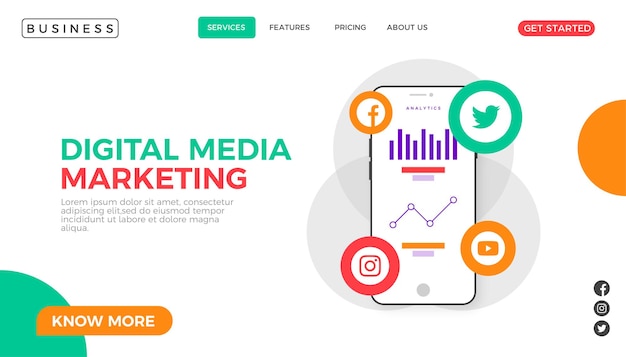 Kreative Landingpage für digitales Marketing