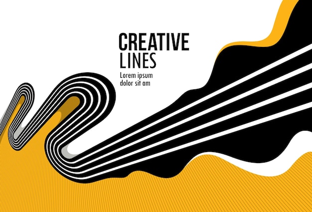 Kreative Linien vektorabstrakte Hintergrund 3D-Perspektive lineare grafische Design-Komposition Streifen in dimensionaler Rotation Poster oder Banner
