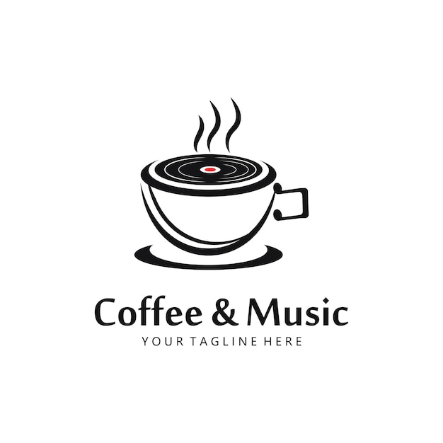 Kreative Logo-Vorlage für Kaffeemusik-Vektor