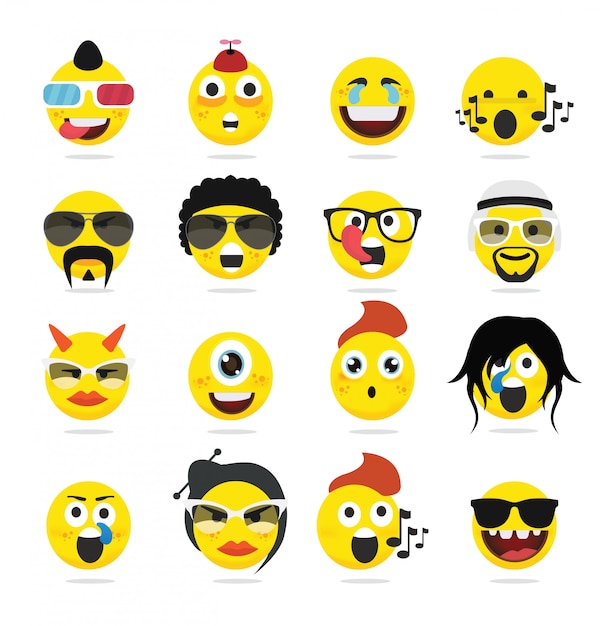 Vektor kreative lustige flache emoji emoji emoji