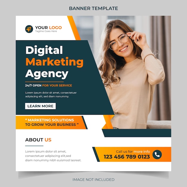 Kreative marketingagentur corporate social media instagram banner post template design vektor