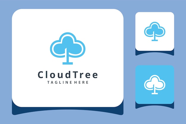 Kreative moderne Illustration Baum-Natur-Logo mit Cloud-Zeichen-Vektor-Logo-Design-Vorlage