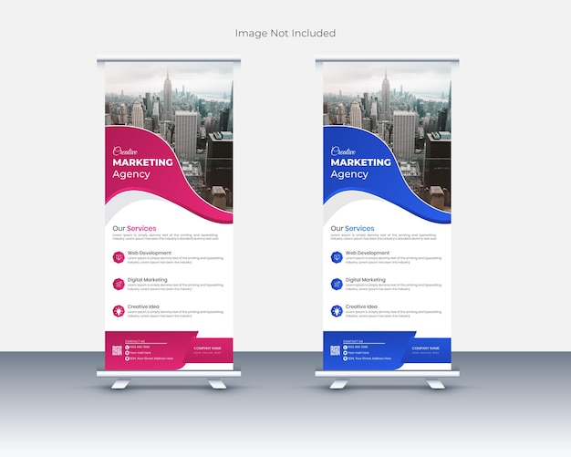 Kreative moderne und farbenfrohe Rollup-Banner-Designvorlage