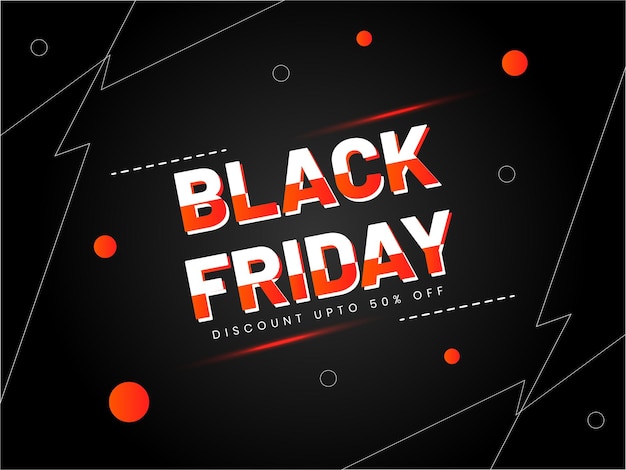 Kreative Typografie in weißer und roter Farbe für das Design von Black Friday-Verkaufsvorlagen für das Marketing
