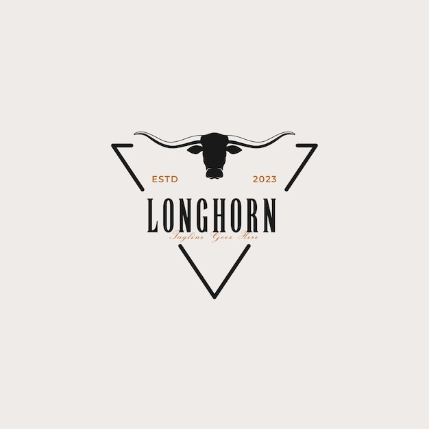 Kreative vintage-texas-longhorn-country-western-logo-design-konzept-illustrationsidee