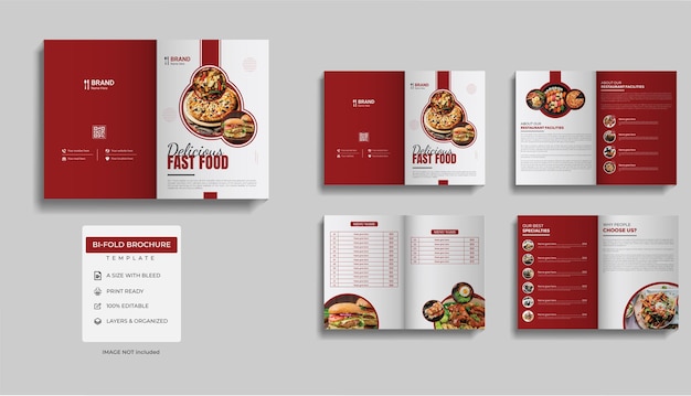 Kreative Vorlage für die Gestaltung einer Broschüre für Restaurant- und Gastronomiebetriebe