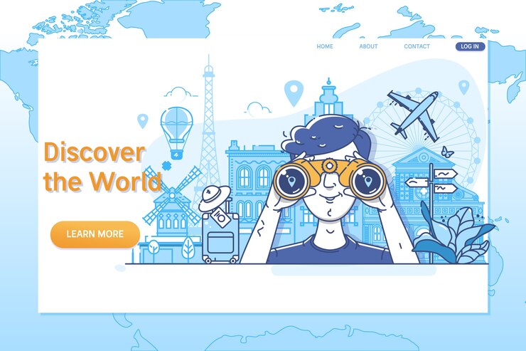 Kreative Website Vorlage von Entdecken Sie die Welt.