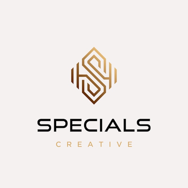 Kreative zeichenlinie hanteln mit abstrakter buchstabe s logo-designvorlage
