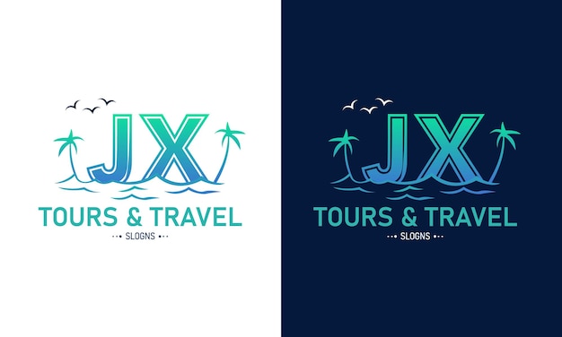 Kreativer Abstract Buchstabe JX XJ mit Reise-Logo-Design Initial Summer Travel Logo Icon Vector