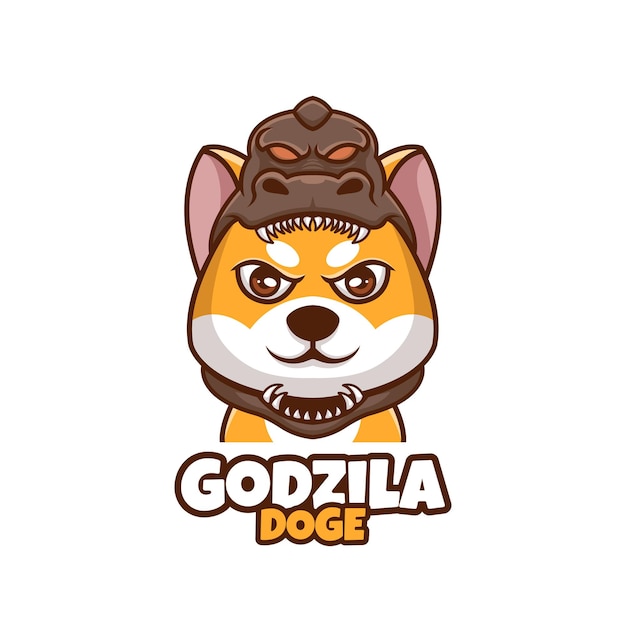 Kreativer cartoon godzila doge shiba inu hund nettes logo