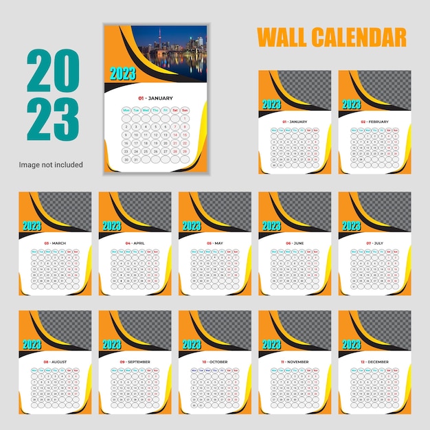 Vektor kreativer einzigartiger büro-wandkalender 2023 template design