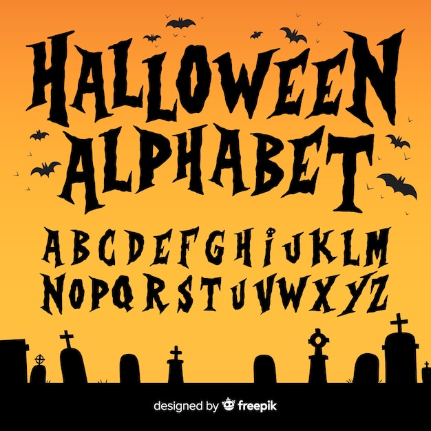 Kreativer halloween-alphabetsatz